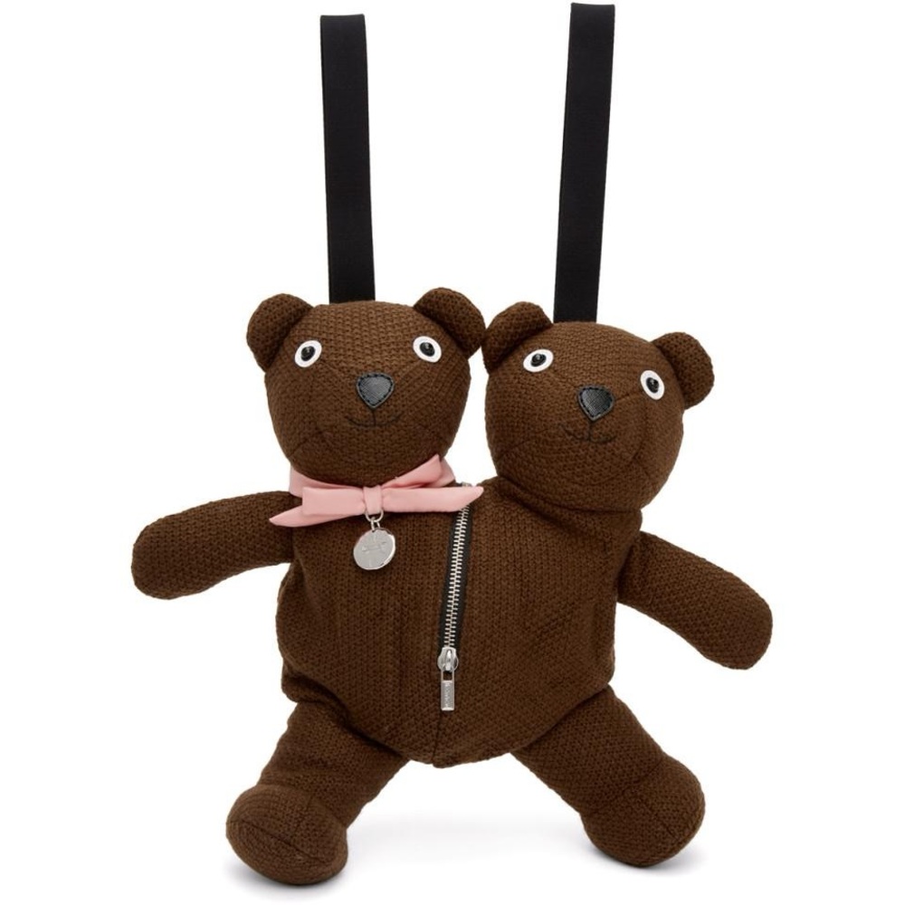 💜Ultra Rare Marc Jacobs heaven knit 2 headed teddy bear back pack